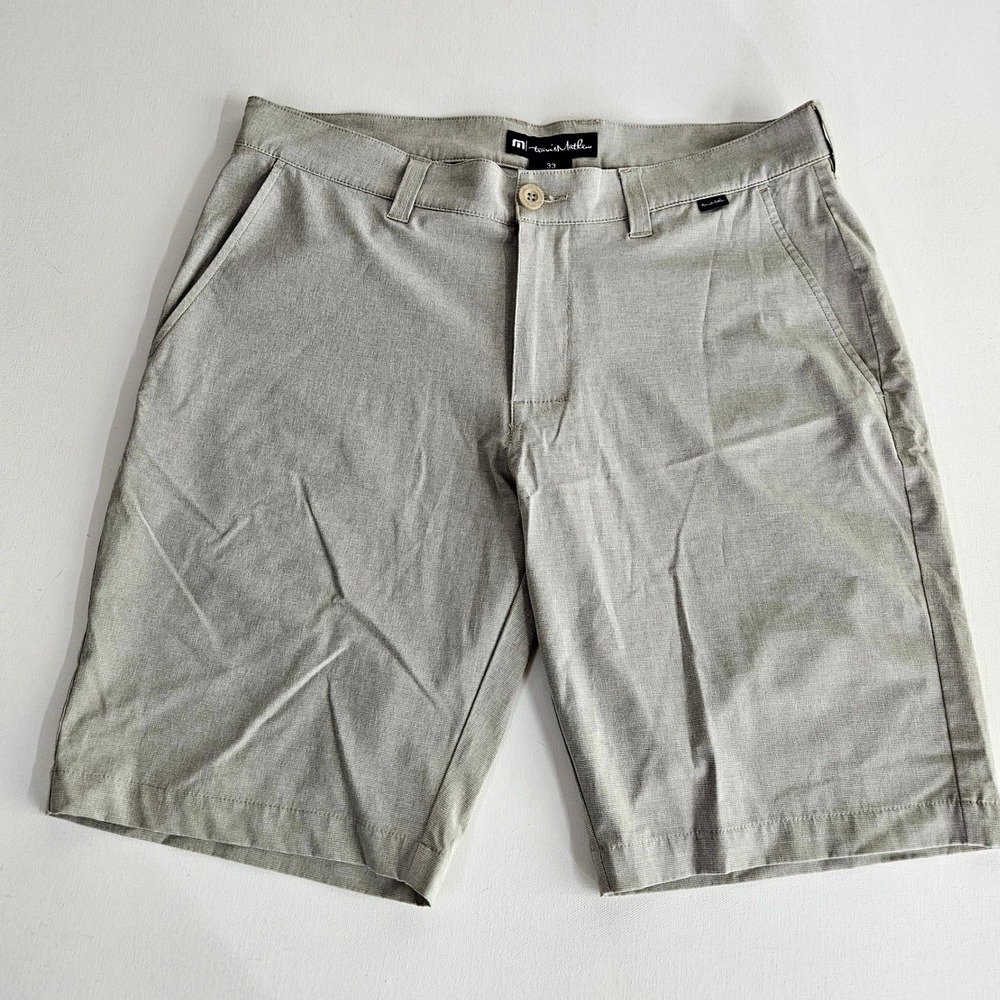 TravisMathew Shorts Mens 33 Gray Heathered Golf Performance Beck Stretch Casual